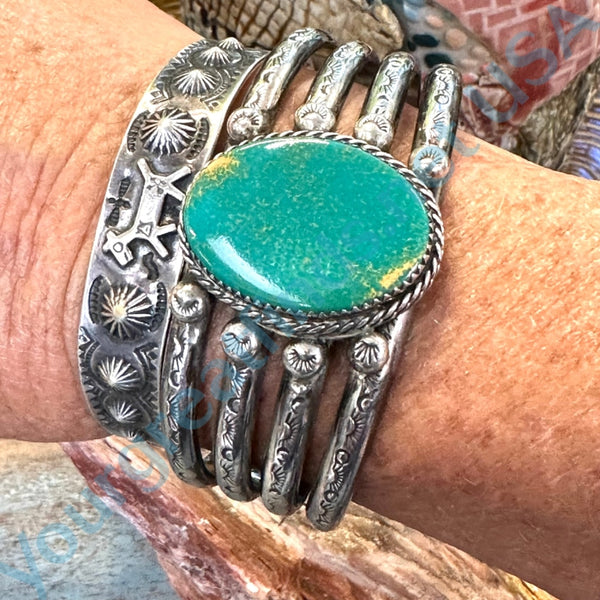 Sterling Silver Turquoise Raindrop Bracelet Sonny Spruce Navajo