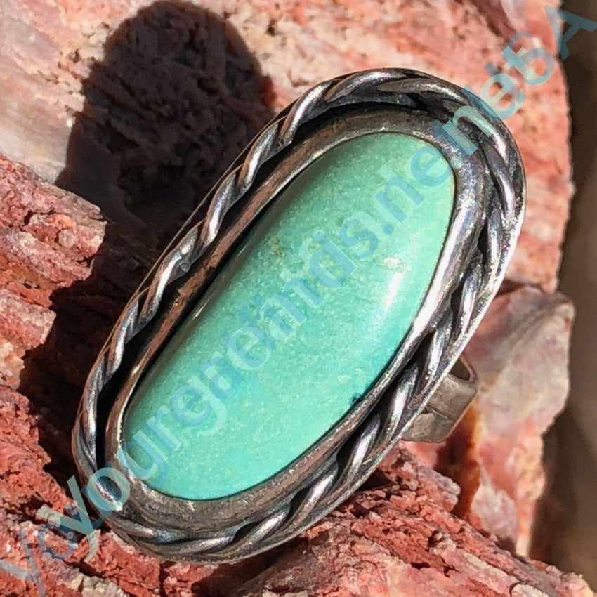 Sterling Silver Turquoise Ring with Open Back Size 6 Yourgreatfinds