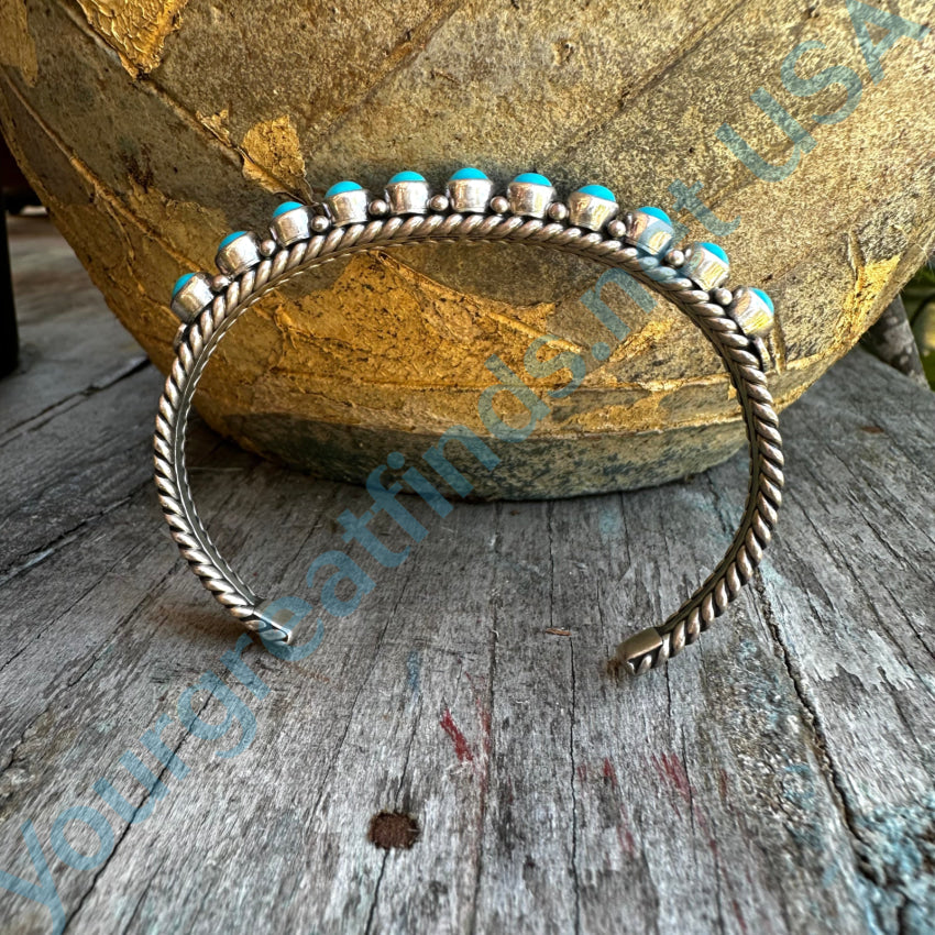 Sterling Silver & Turquoise Row Bracelet Broken Arrow