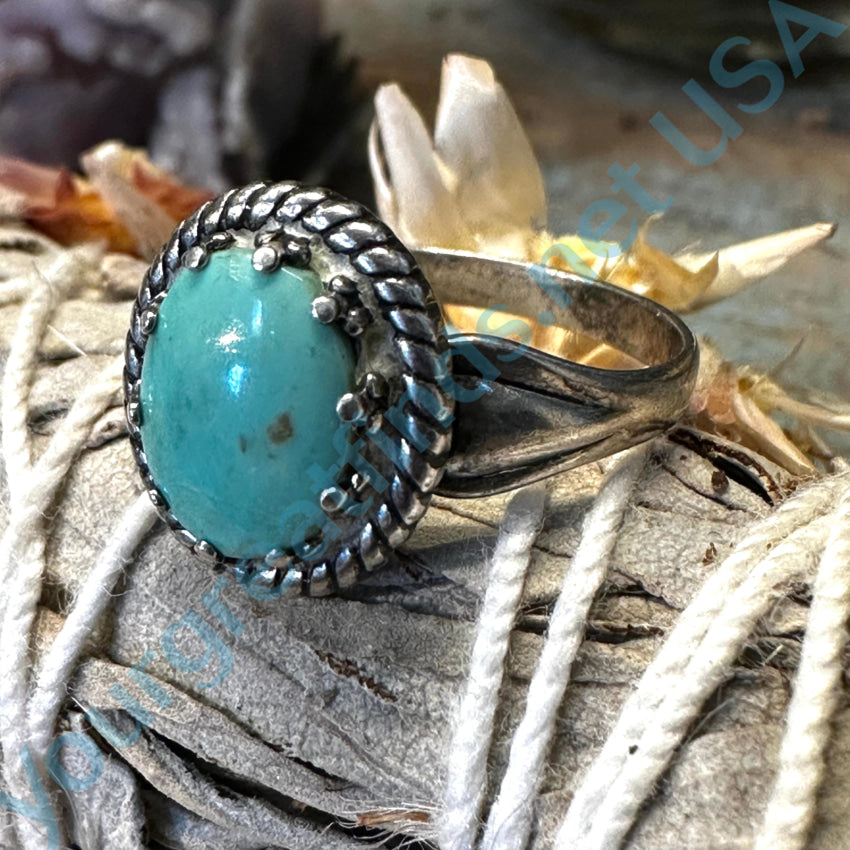 Sterling Silver & Turquoise Trading Post Ring Fred Harvey Era 9