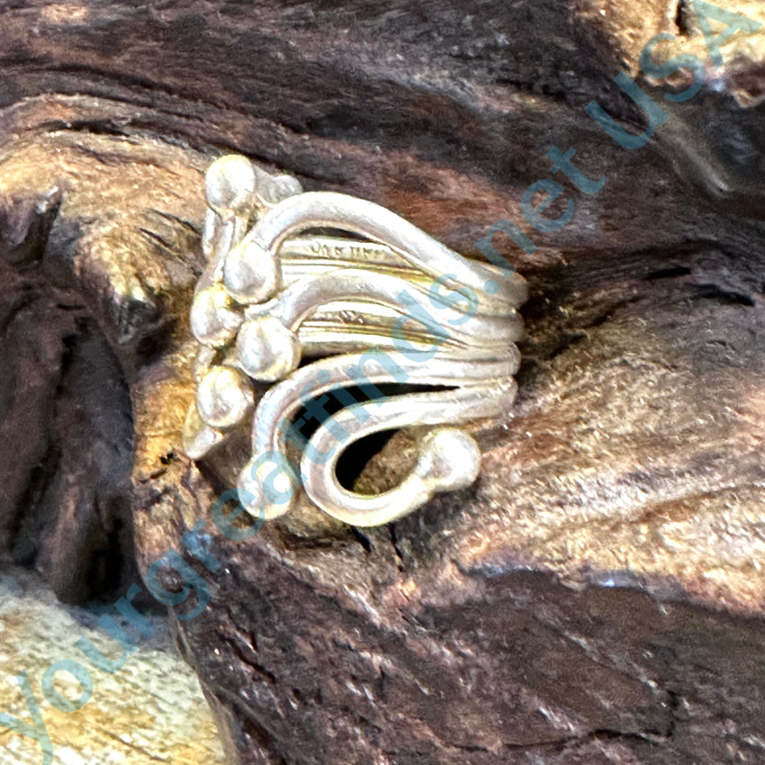 Sterling Silver Wire Art Wide Band Ring Adjustable