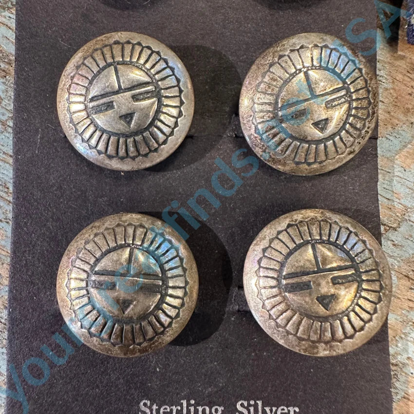 Sterling Silver Zuni Sun God Button Covers Set 6