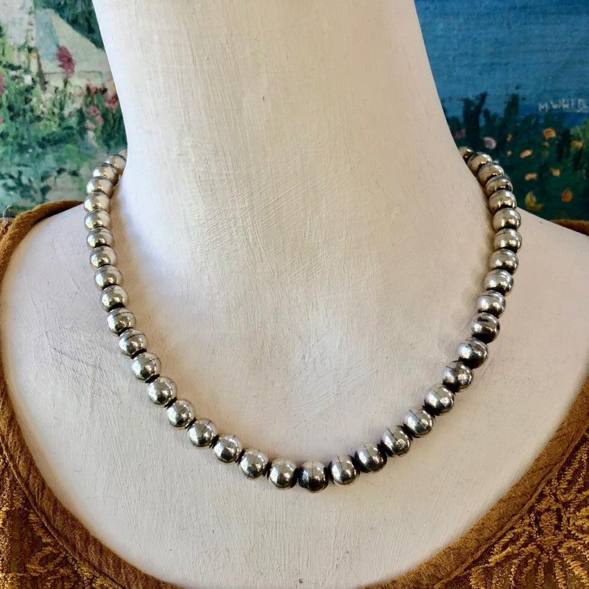 Taxco Sterling Silver Pearls Necklace 16 1/2 inches long Yourgreatfinds