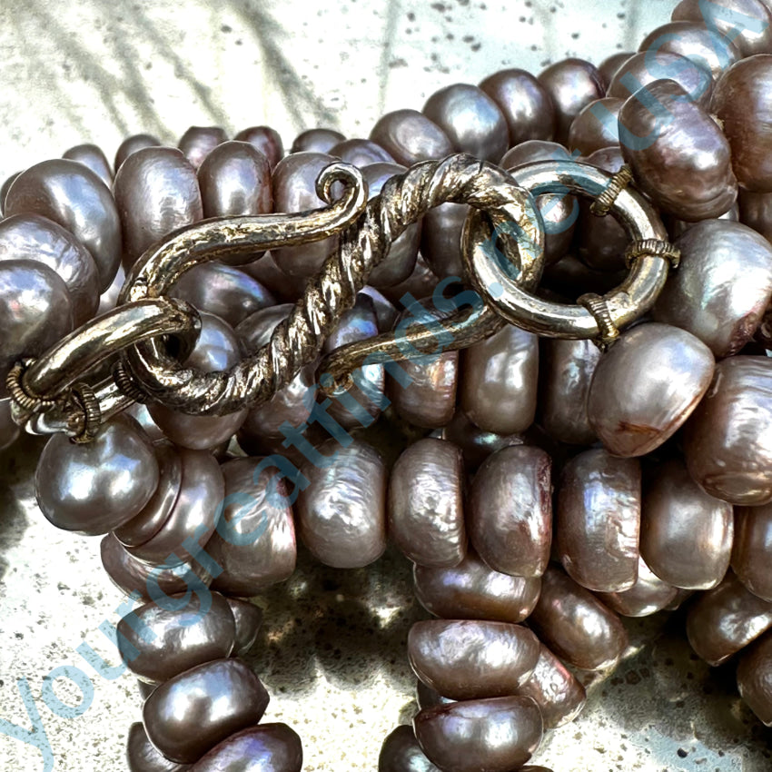 Triple Long Strand 33” Taupe Freshwater Pearl Necklace