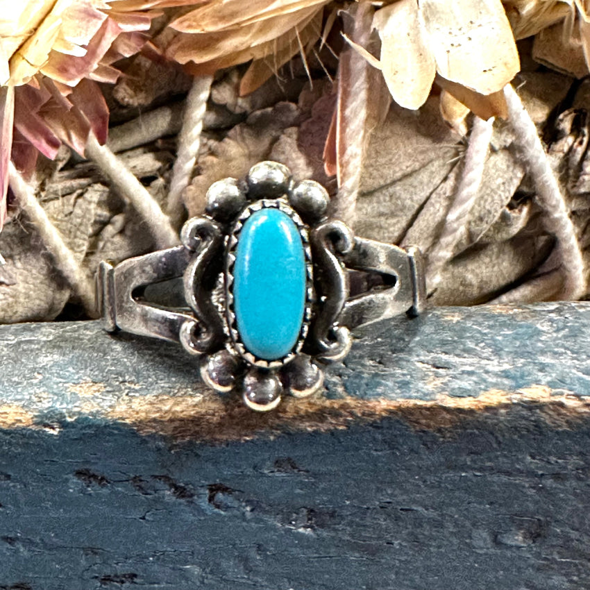 Old Sterling Silver turquoise ring Southwestern Sterling Jewelry factory Size 6