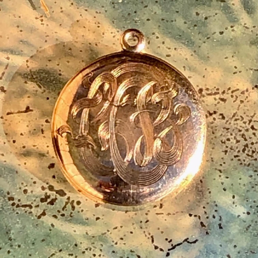 Victorian Engraved Locket 1/4 Gold Shell Pendant Antique Yourgreatfinds