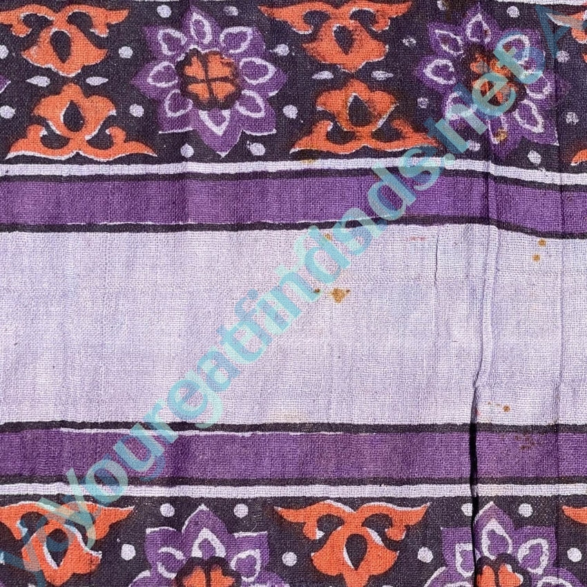 Vintage 1960s Indian Block Print Tapestry Tablecloth Cotton Purple Yourgreatfinds