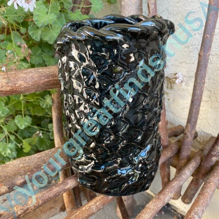 Vintage Amateur Potter Stoneware Vase In Black Glaze Yourgreatfinds