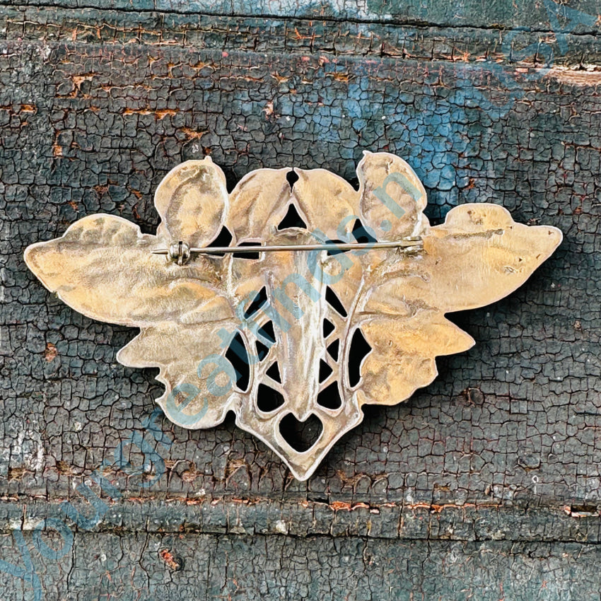 Vintage Art Nouveau Moth Brooch Pin Sterling Silver