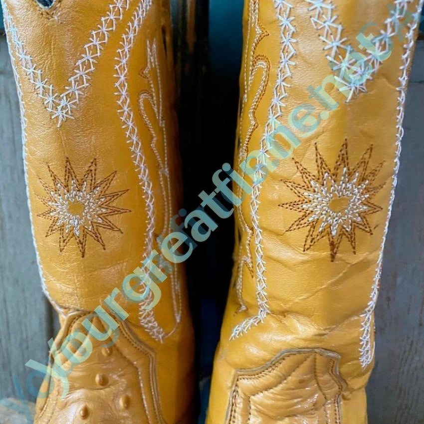 Vintage Butterscotch Leather Western Cowboy Boots Size 26 Mexican Yourgreatfinds