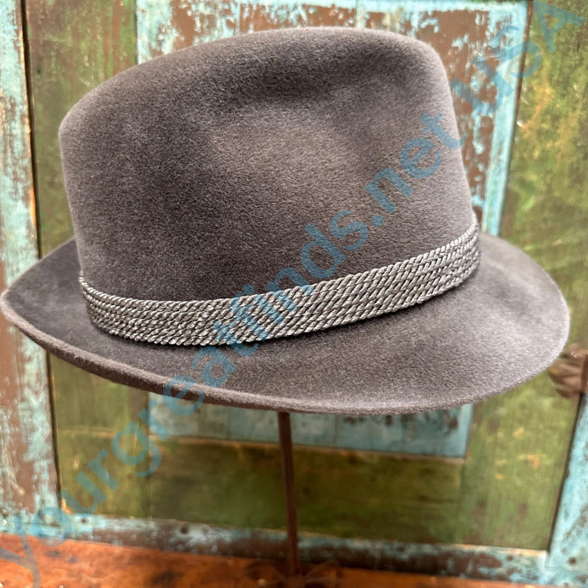 Vintage Dobbs Gray Wool Velour Fedora Hat 7 1/4