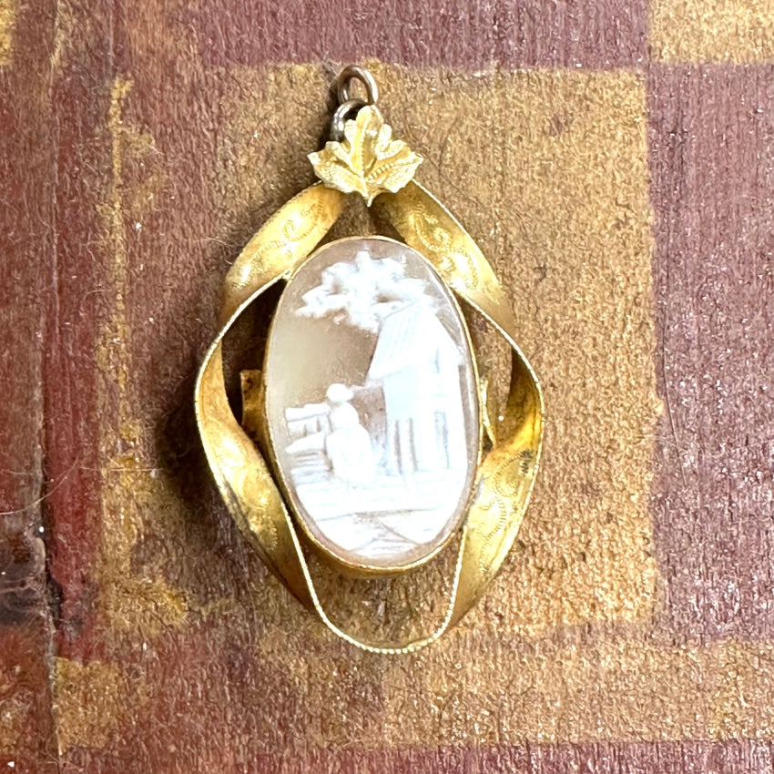 Vintage Gold Filled Carved Shell Cameo Pin Pendant Vintage Gold Filled Carved Shell Cameo Pin Pendant