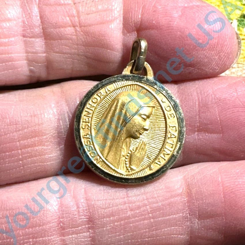 Vintage Goldtone Nossa Senhora De Fatima Devotional Pendant