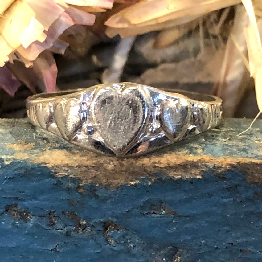 Limani London Sterling Silver Baby Signet Ring – Heart CZ – A-M Sizes – Gift Boxed