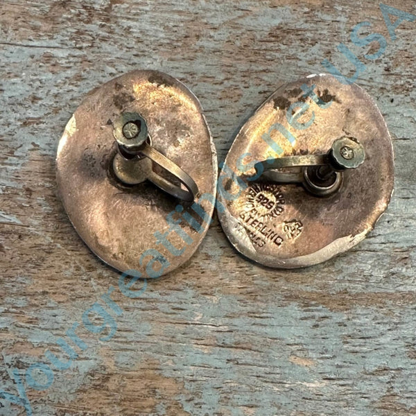 Item#772K- Vintage Mexican Silver Concho Screw Back Earrings