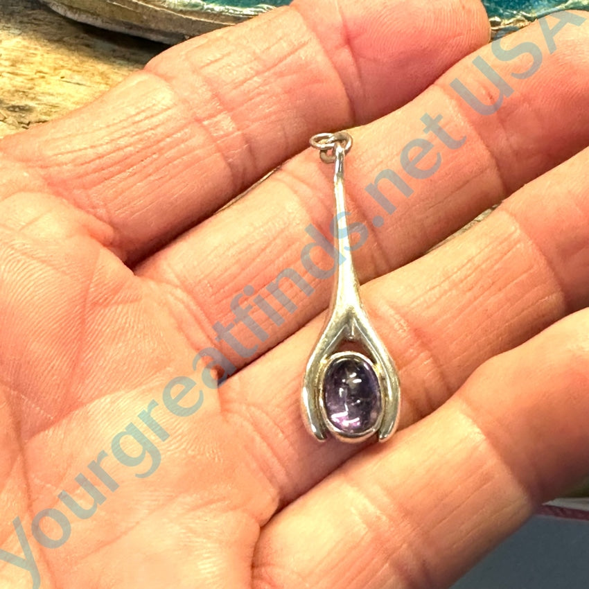 Vintage Mexican Taxco Sterling Silver Amethyst Pendant