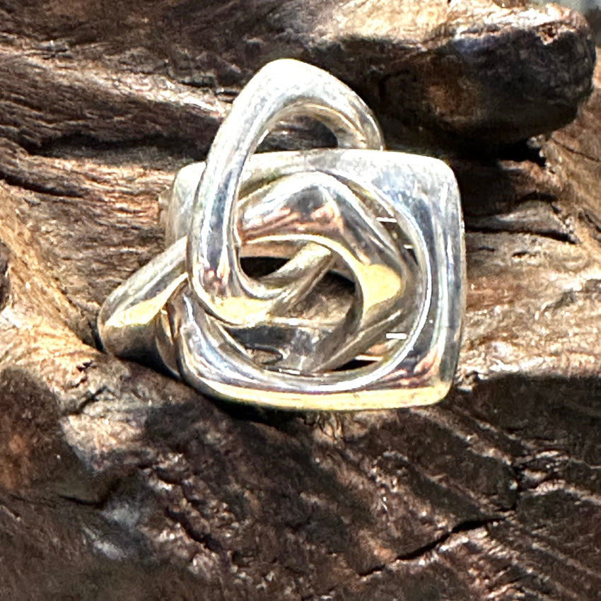 Vintage Modernist Sterling Silver Sculpture Ring Size 6