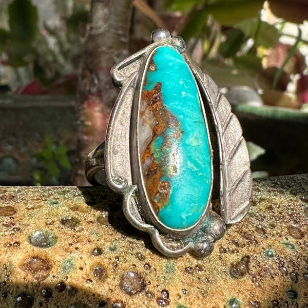 Vintage Navajo Pilot Mountain Turquoise Ring Sterling Silver 8 ...