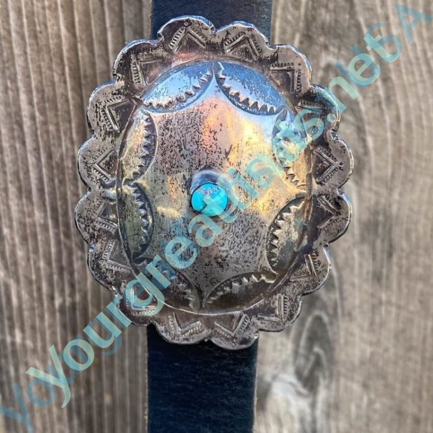 Vintage Navajo Sterling Silver Concho Belt with Turquoise Sunset Trails Buckle Yourgreatfinds