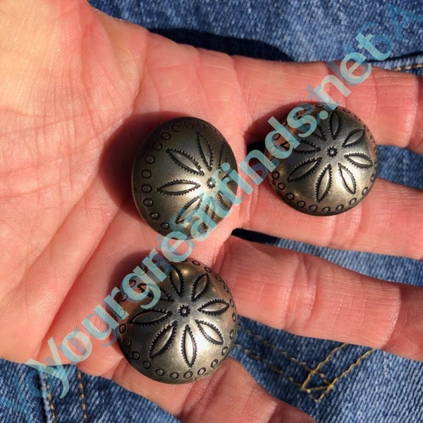 Vintage Sterling Silver Buttons Lot Set Of 3 Southwestern .9 Navajo Native  Zuni