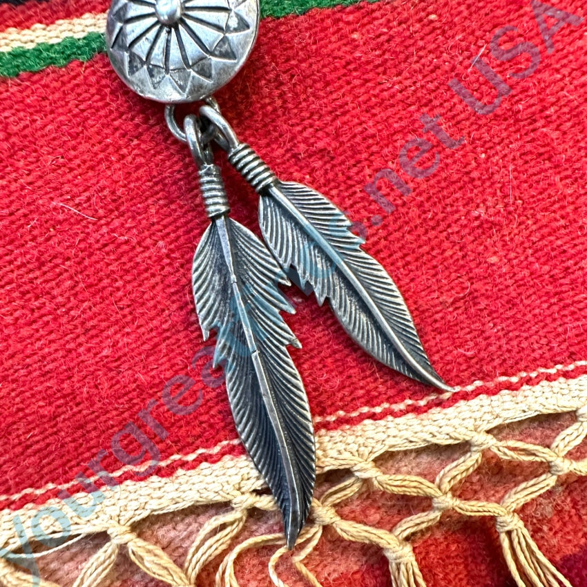 Vintage Navajo Sterling Silver Concho Feather Ear Cuff