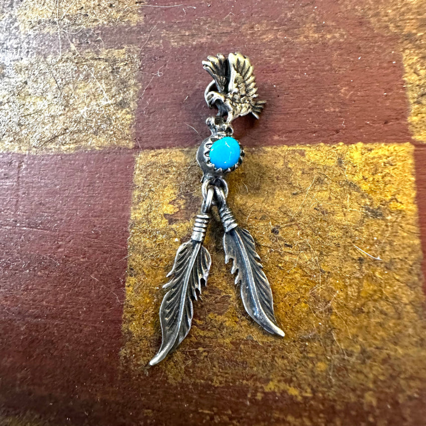 Vintage Navajo (?) Sterling outlet Silver Eagle and Feathers Necklace