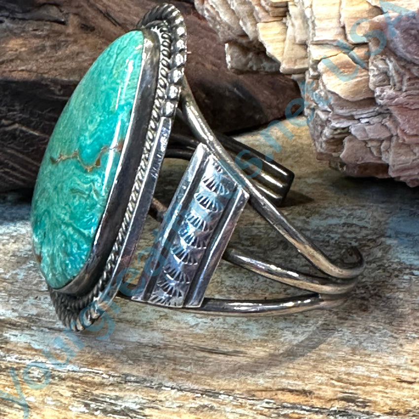 Vintage Navajo Sterling Silver Large Turquoise Bracelet