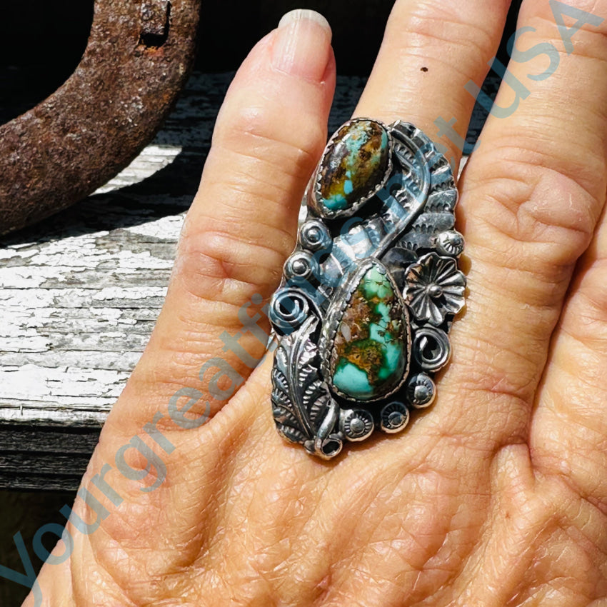 Vintage Navajo Sterling Silver Royston Turquoise Ring Size 8