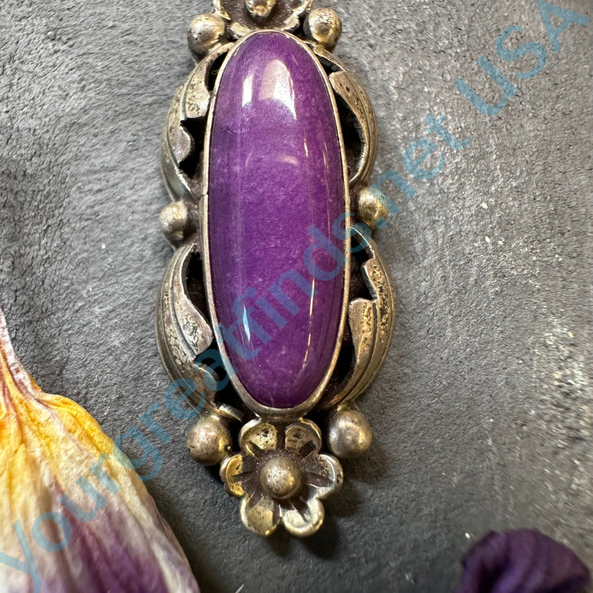 Vintage Navajo Sterling Silver Sugilite Pendant Chain Necklace