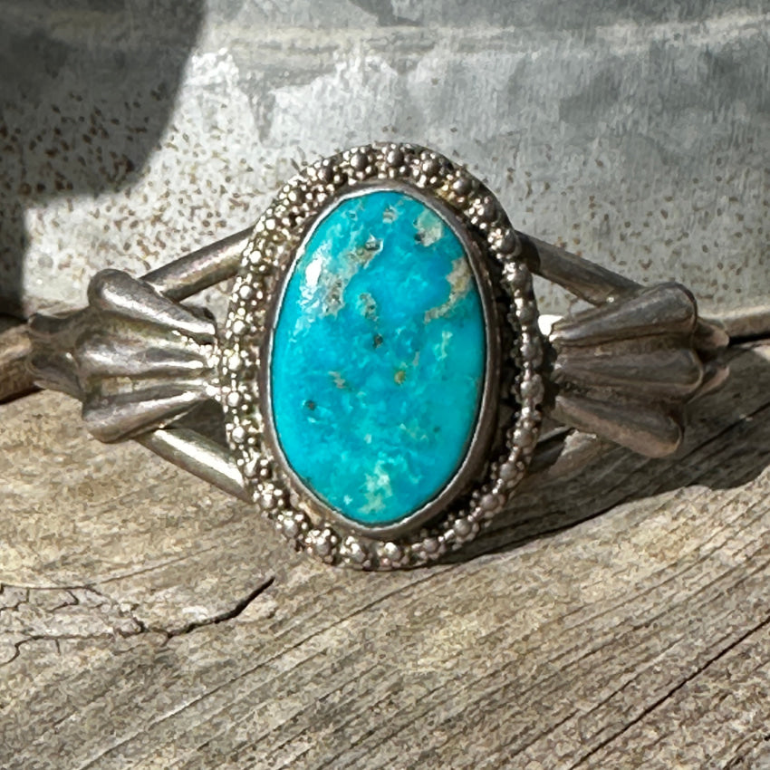 Vintage Navajo Sterling Silver & Turquoise Bracelet Danny Chee