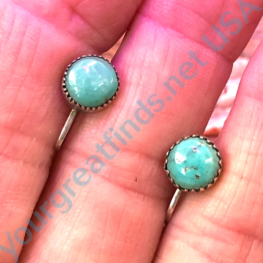 Vintage Navajo Sterling Silver & Turquoise Screw Back Earrings