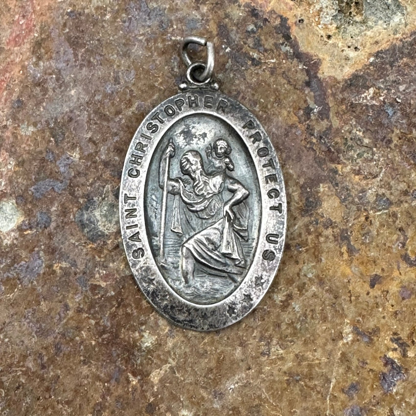 Vintage M. De Jean Sterling Silver newest St. Christopher pendant/medallion.