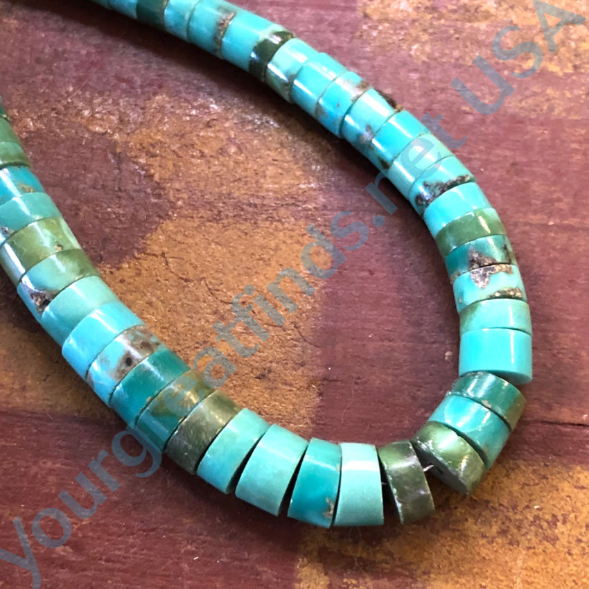 Vintage Pueblo Indian Turquoise Disk Bead Necklace