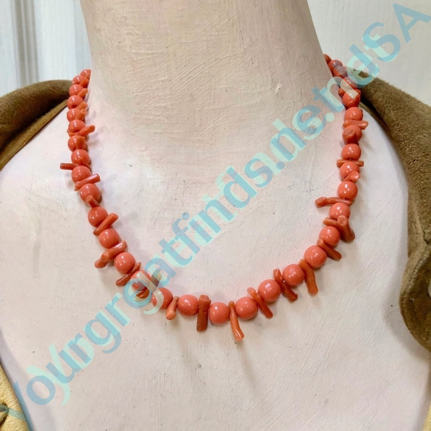 Vintage Salmon Coral Beaded Necklace Yourgreatfinds