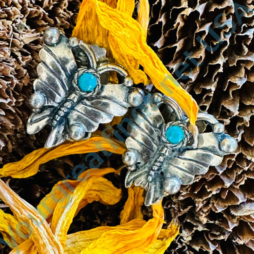 Vintage Sancrest Silvertone Butterfly Clip Earrings Costume
