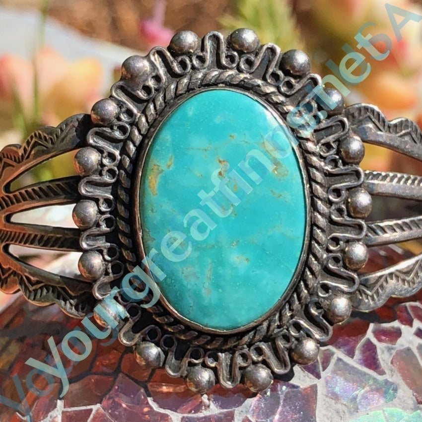 Vintage Silver Arrow Turquoise Indian Bracelet in Sterling Yourgreatfinds