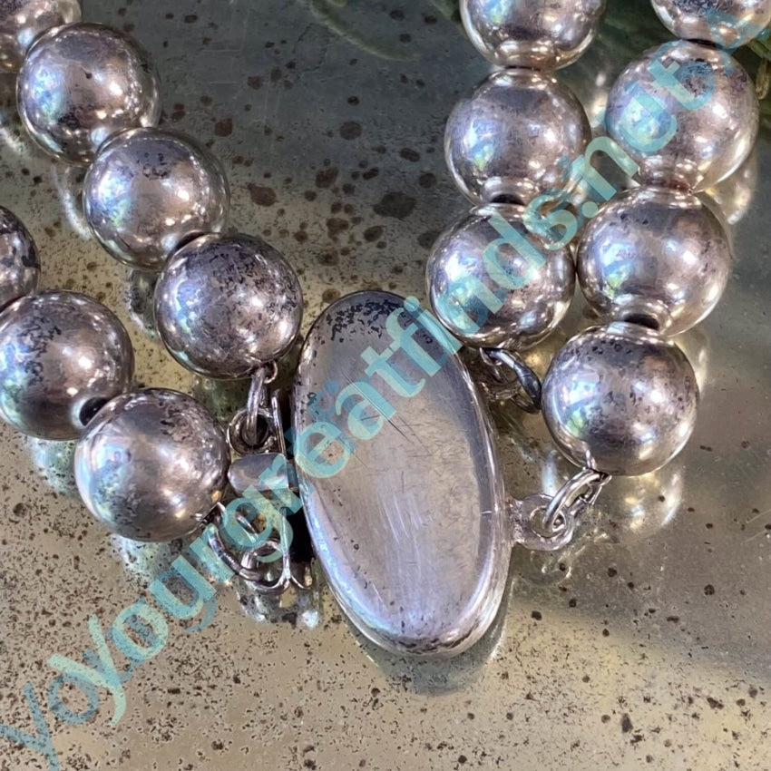 Vintage Silver Pearl Beaded Bracelet with Oval Clasp Yourgreatfinds