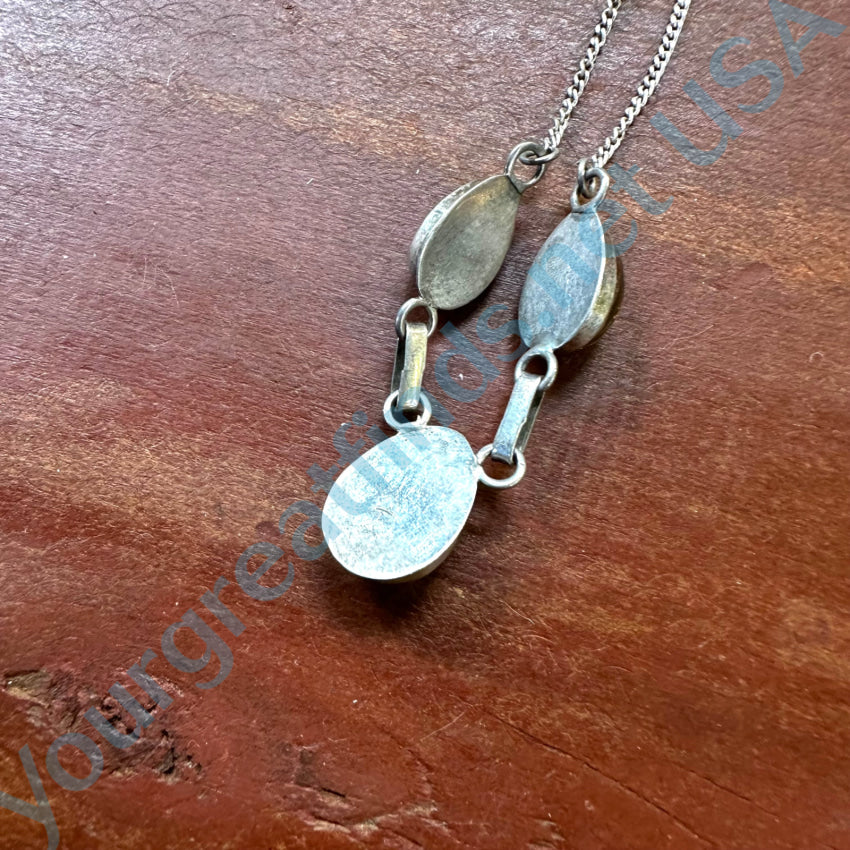 Vintage Sterling Silver & Amber Necklace