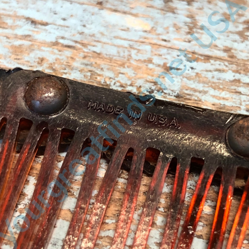 Vintage Sterling Silver Leaves Hair Comb