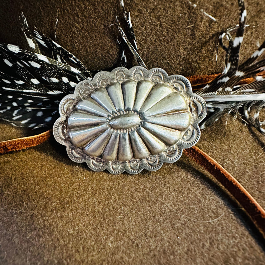 Stylized fashion 1930s Silver Navajo Concho Brooch Pin