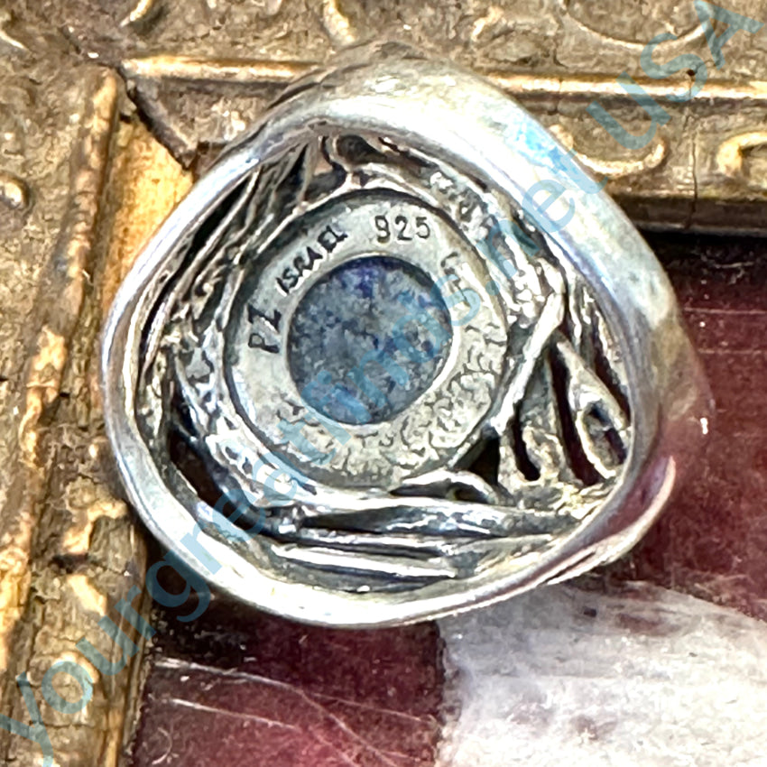 Vintage Sterling Silver Nest Ring Lpais Lazuli Size 7 1/4