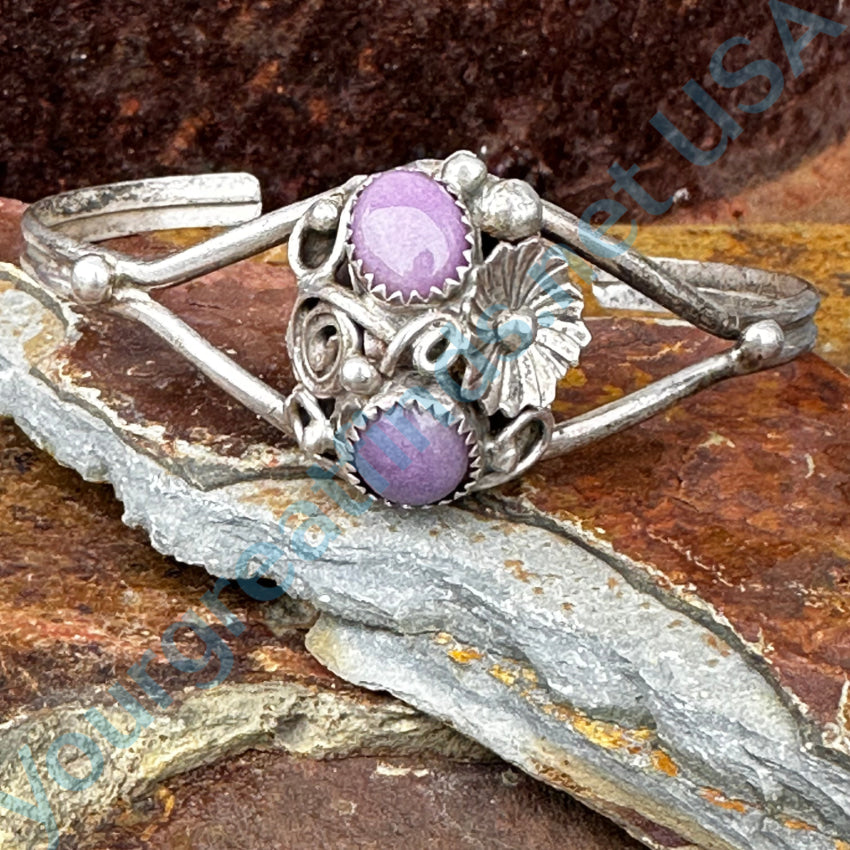 Vintage Sterling Silver & Purple Amethyst Cuff Bracelet