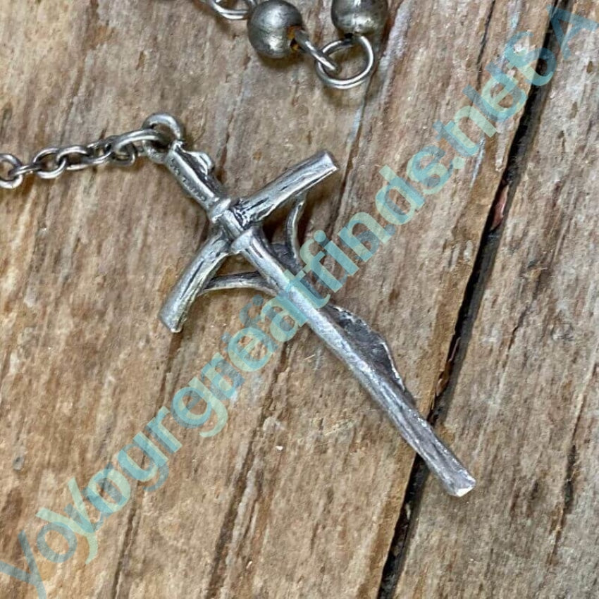 Vintage Sterling Silver Rosary Necklace Yourgreatfinds