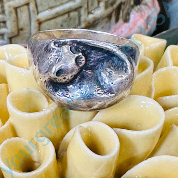 STERLING SILVER SLEEPING CAT RING