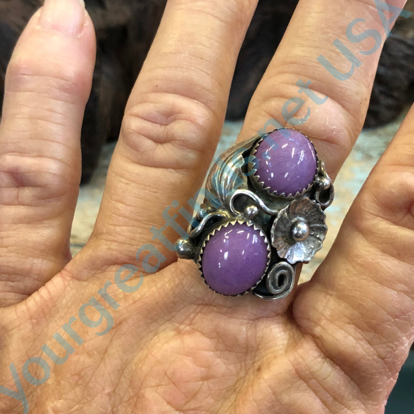 Vintage Sterling Silver Southwestern Purple Stone Ring Size 9.5