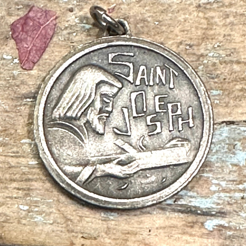 Vintage Sterling Silver St. Joseph Devotional Medallion Pendant