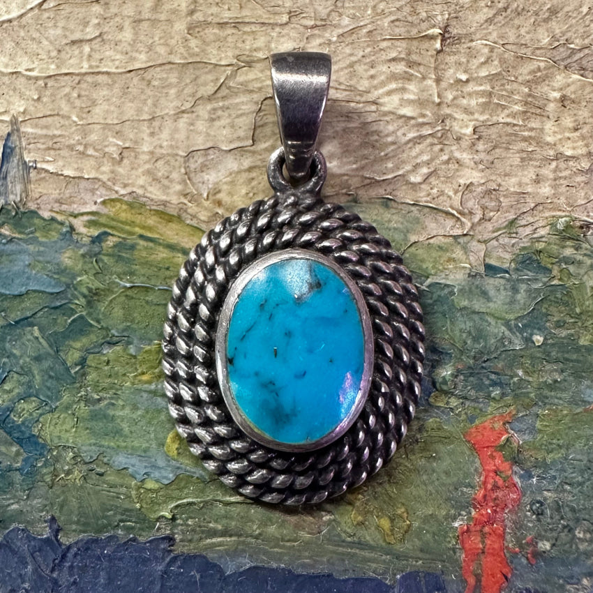 Vintage Sterling newest and Turquoise pendant on Sterling Necklace