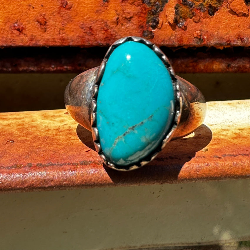 VTG good Sterling Turquoise ring size 6