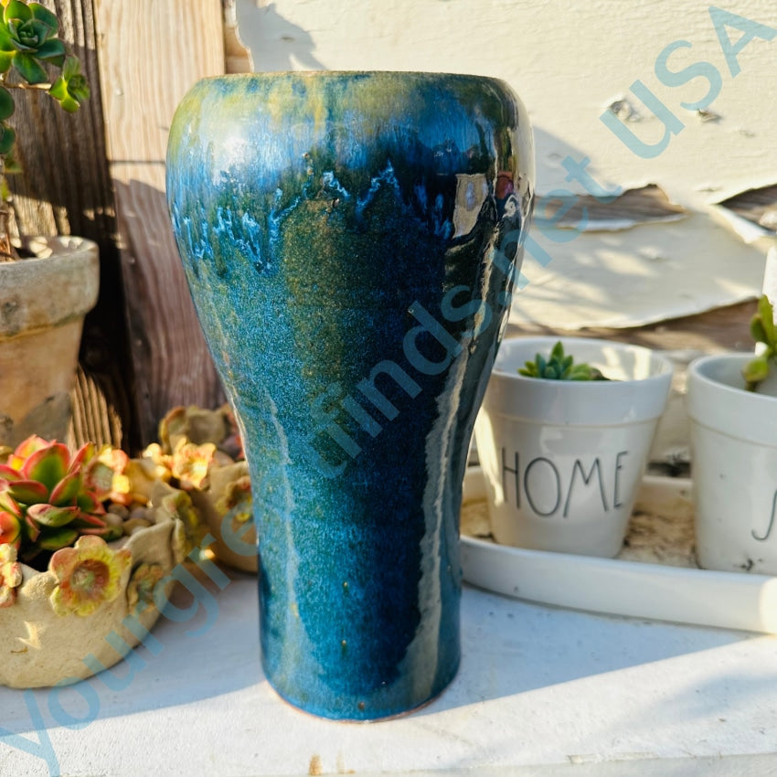 Vintage Studio Stoneware Pottery Vase Midnight Blue Glaze