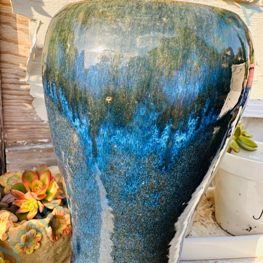 Vintage Studio Stoneware Pottery Vase Midnight Blue Glaze